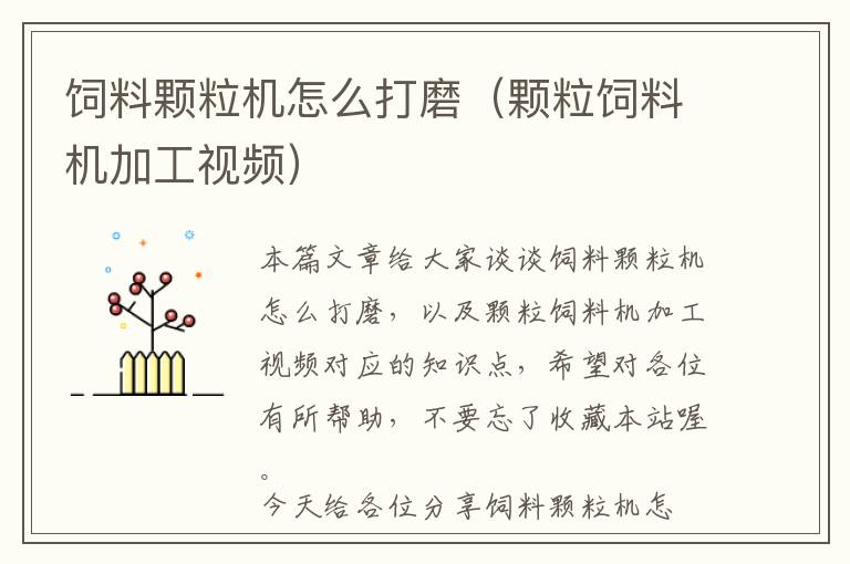 飼料顆粒機怎么打磨（顆粒飼料機加工視頻）
