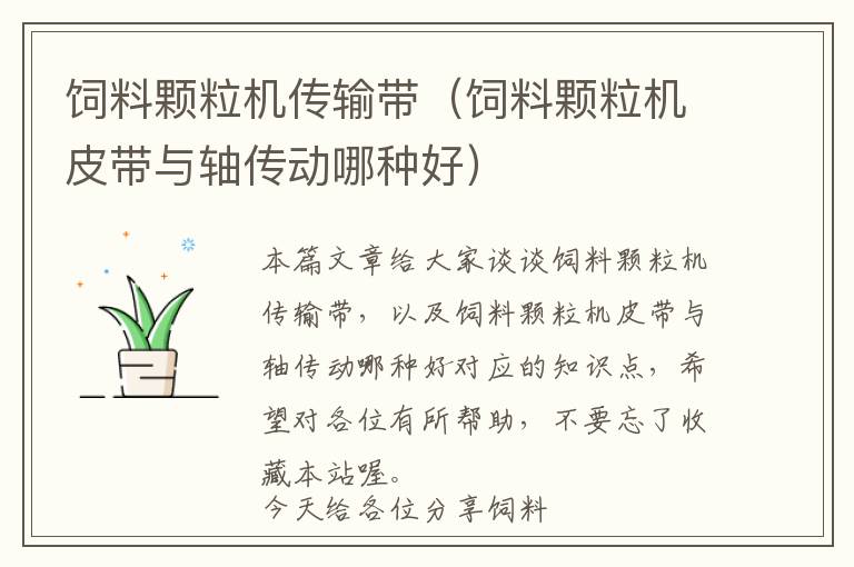 飼料顆粒機傳輸帶（飼料顆粒機皮帶與軸傳動哪種好）