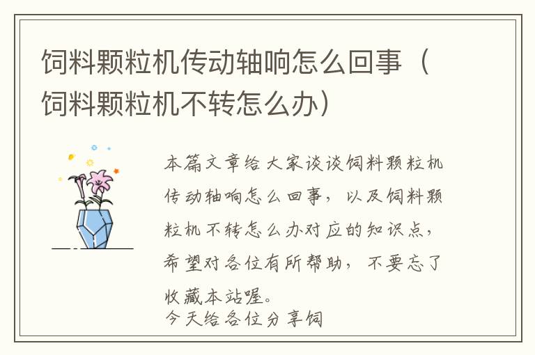 飼料顆粒機傳動軸響怎么回事(飼料顆粒機不轉怎么辦)