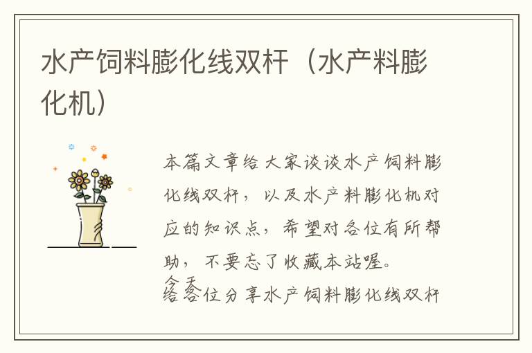水產(chǎn)飼料膨化線雙桿（水產(chǎn)料膨化機(jī)）