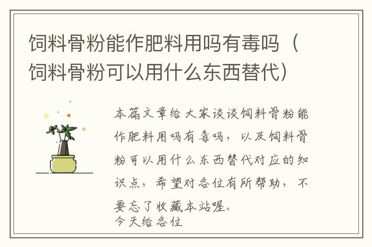 飼料骨粉能作肥料用嗎有毒嗎(飼料骨粉可以用什么東西替代)