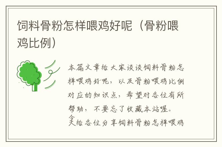 飼料骨粉怎樣喂雞好呢(骨粉喂雞比例)