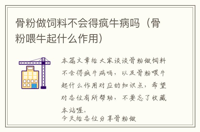 骨粉做飼料不會得瘋牛病嗎（骨粉喂牛起什么作用）