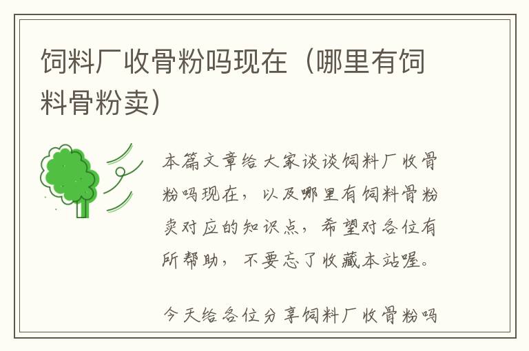 飼料廠收骨粉嗎現(xiàn)在（哪里有飼料骨粉賣）