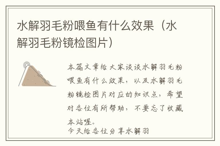 水解羽毛粉喂魚(yú)有什么效果（水解羽毛粉鏡檢圖片）