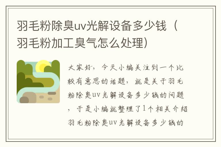 羽毛粉除臭uv光解設(shè)備多少錢(羽毛粉加工臭氣怎么處理)