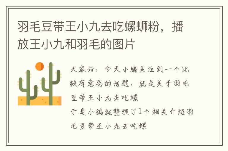 羽毛豆帶王小九去吃螺螄粉，播放王小九和羽毛的圖片