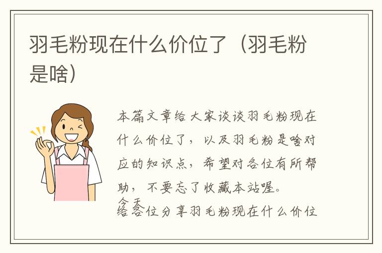 羽毛粉現(xiàn)在什么價(jià)位了（羽毛粉是啥）