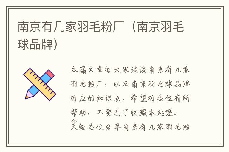 南京有幾家羽毛粉廠(南京羽毛球品牌)