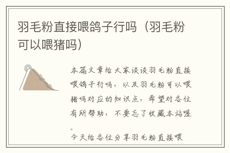 羽毛粉直接喂鴿子行嗎(羽毛粉可以喂豬嗎)