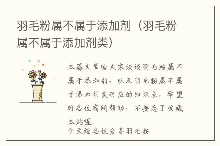 羽毛粉屬不屬于添加劑(羽毛粉屬不屬于添加劑類)