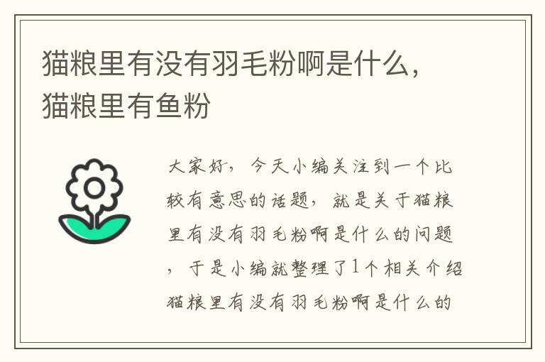 貓糧里有沒有羽毛粉啊是什么,貓糧里有魚粉