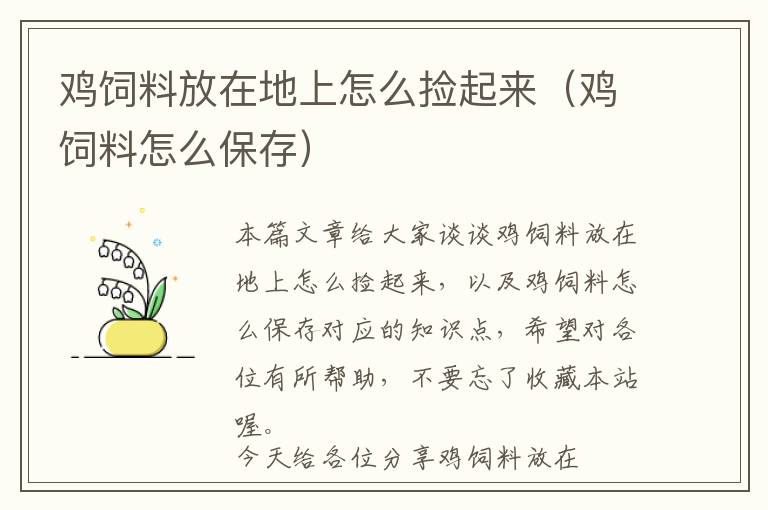 雞飼料放在地上怎么撿起來（雞飼料怎么保存）
