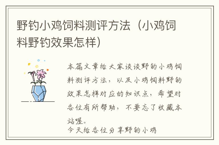 野釣小雞飼料測(cè)評(píng)方法(小雞飼料野釣效果怎樣)