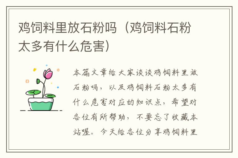 雞飼料里放石粉嗎(雞飼料石粉太多有什么危害)