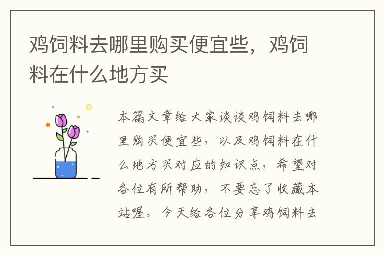 雞飼料去哪里購(gòu)買便宜些，雞飼料在什么地方買