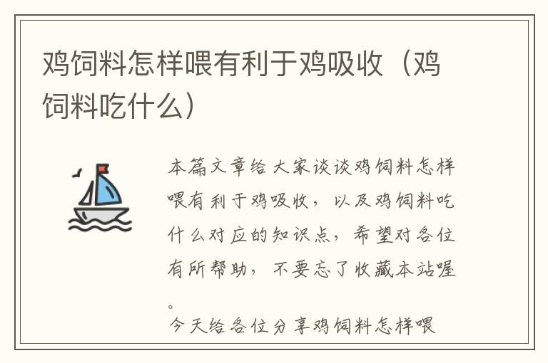 雞飼料怎樣喂有利于雞吸收(雞飼料吃什么)