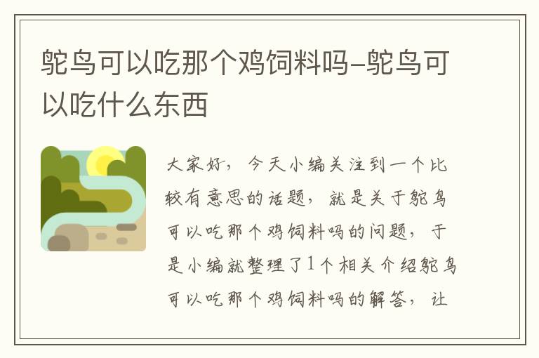 鴕鳥(niǎo)可以吃那個(gè)雞飼料嗎-鴕鳥(niǎo)可以吃什么東西