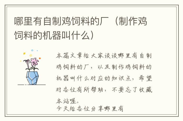 哪里有自制雞飼料的廠（制作雞飼料的機(jī)器叫什么）