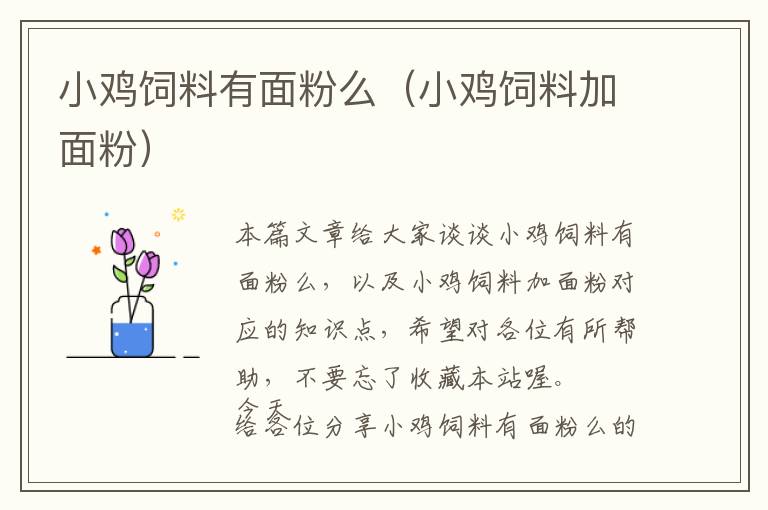 小雞飼料有面粉么(小雞飼料加面粉)