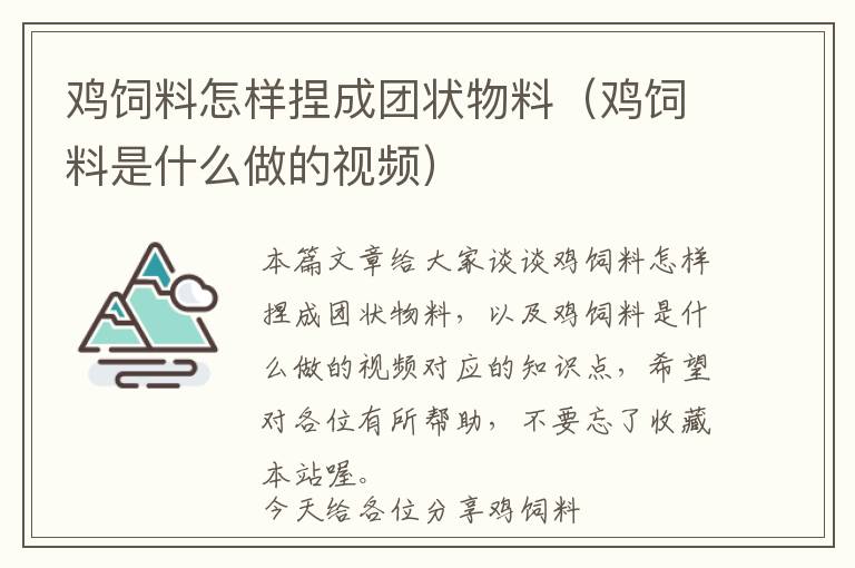 雞飼料怎樣捏成團(tuán)狀物料(雞飼料是什么做的視頻)