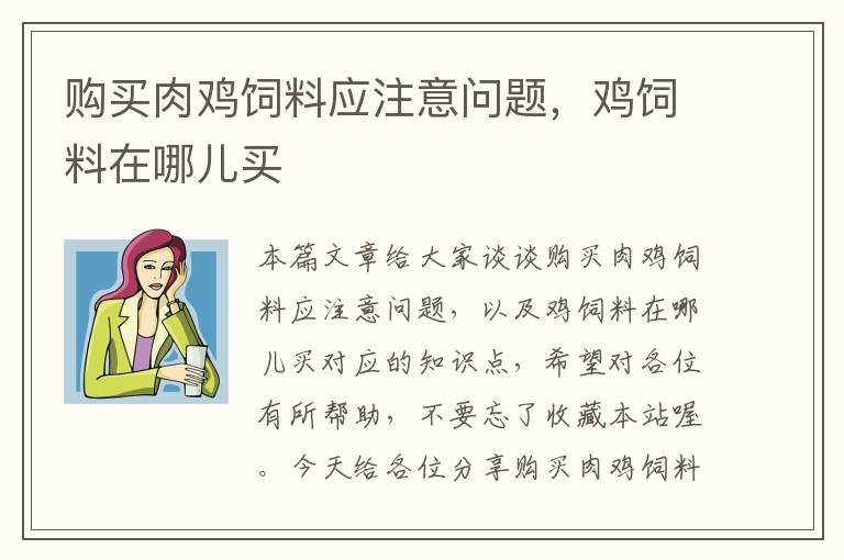 購買肉雞飼料應(yīng)注意問題，雞飼料在哪兒買