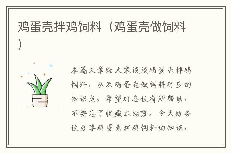 雞蛋殼拌雞飼料(雞蛋殼做飼料)