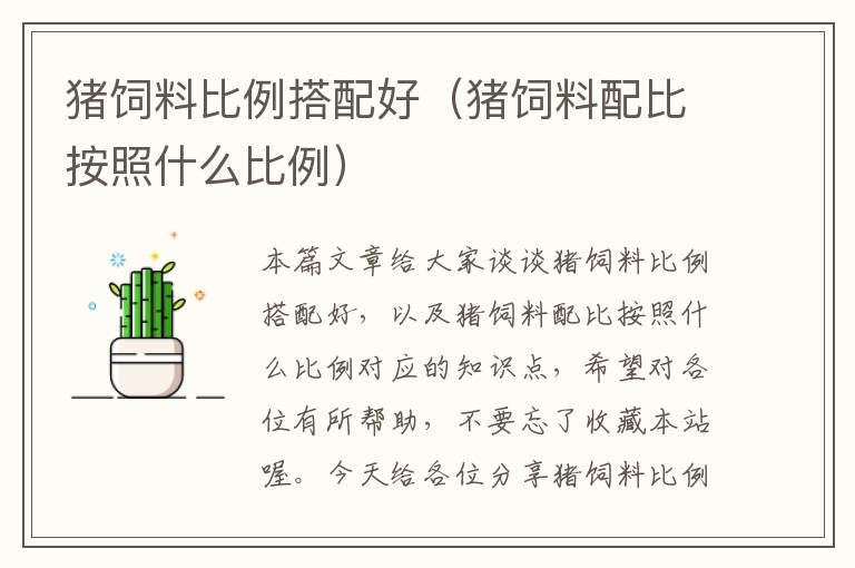 豬飼料比例搭配好(豬飼料配比按照什么比例)