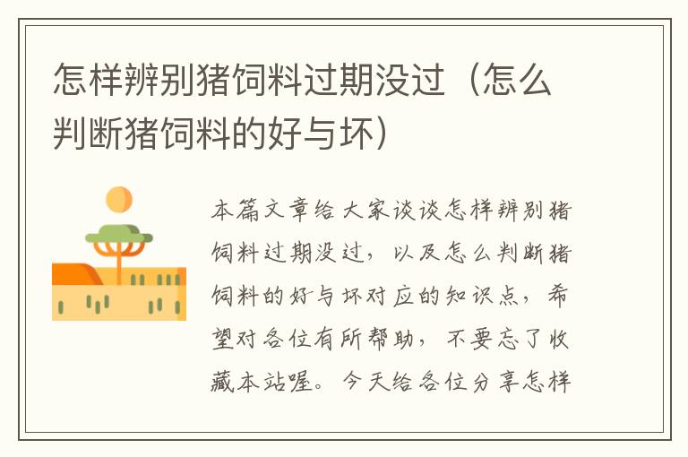 怎樣辨別豬飼料過(guò)期沒(méi)過(guò)(怎么判斷豬飼料的好與壞)