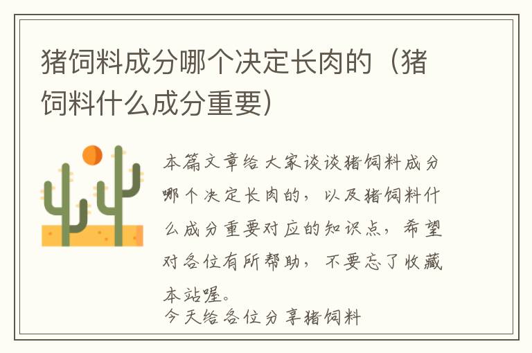 豬飼料成分哪個決定長肉的（豬飼料什么成分重要）