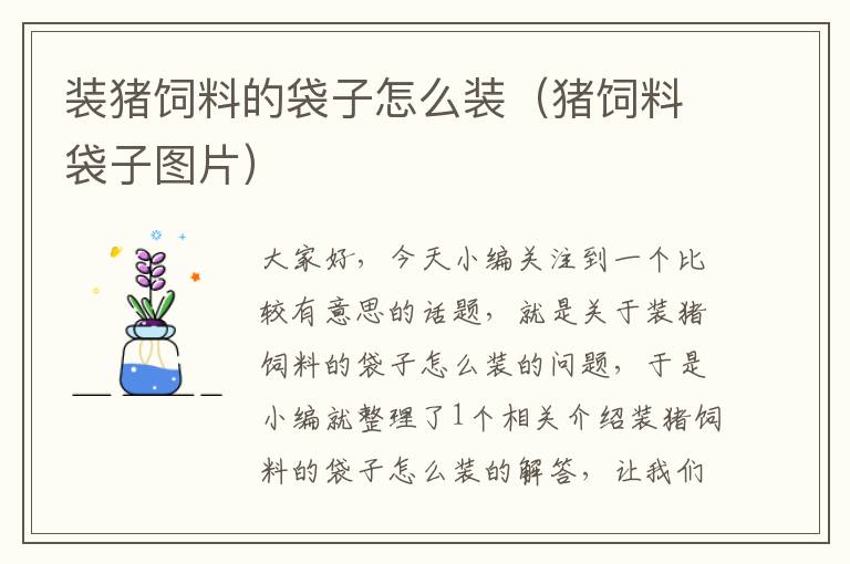 裝豬飼料的袋子怎么裝(豬飼料袋子圖片)