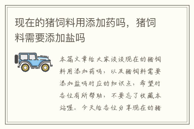 現(xiàn)在的豬飼料用添加藥嗎,豬飼料需要添加鹽嗎