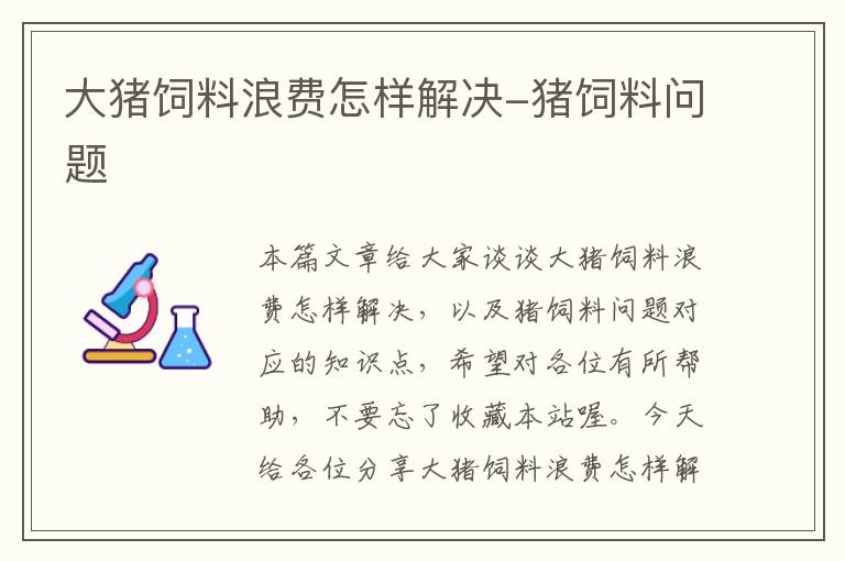 大豬飼料浪費(fèi)怎樣解決-豬飼料問題