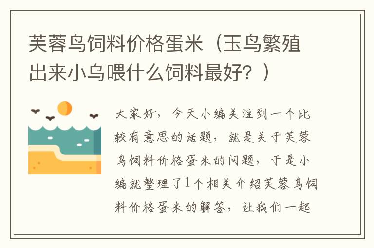 芙蓉鳥飼料價(jià)格蛋米(玉鳥繁殖出來小烏喂什么飼料最好?)