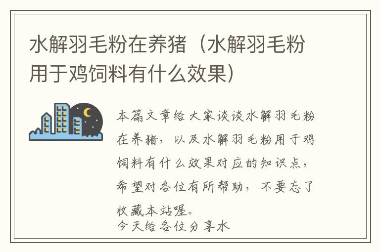 水解羽毛粉在養(yǎng)豬(水解羽毛粉用于雞飼料有什么效果)