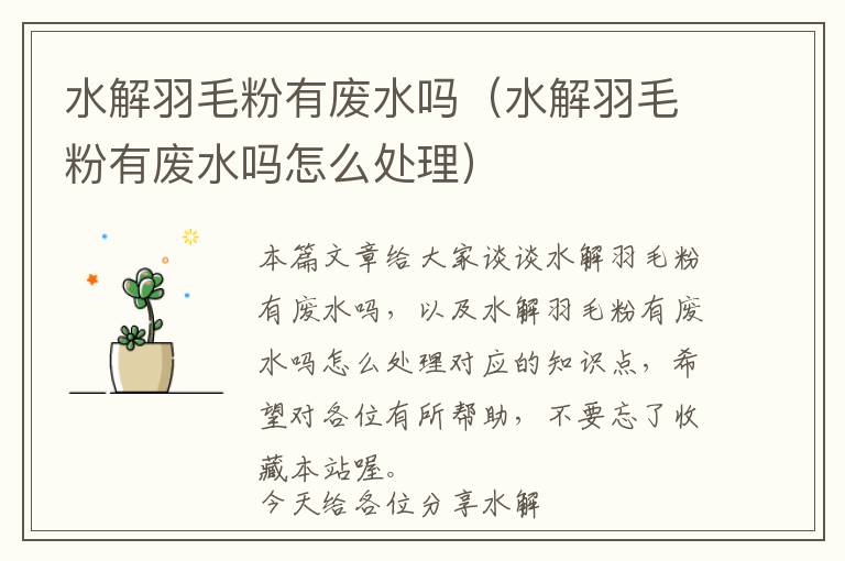 水解羽毛粉有廢水嗎(水解羽毛粉有廢水嗎怎么處理)