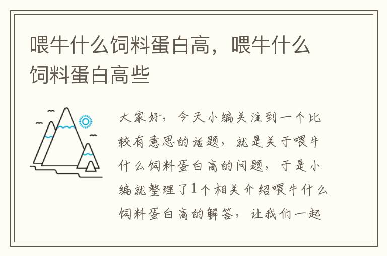喂牛什么飼料蛋白高，喂牛什么飼料蛋白高些
