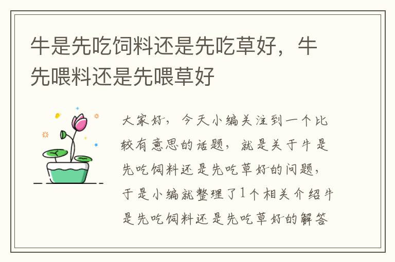 牛是先吃飼料還是先吃草好，牛先喂料還是先喂草好