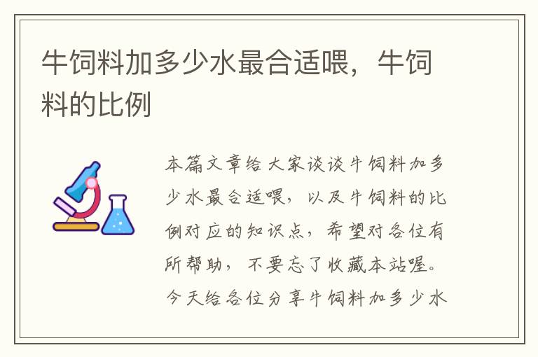 牛飼料加多少水最合適喂,牛飼料的比例