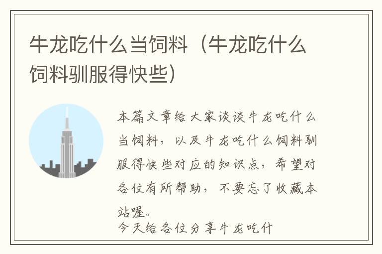 牛龍吃什么當(dāng)飼料(牛龍吃什么飼料馴服得快些)