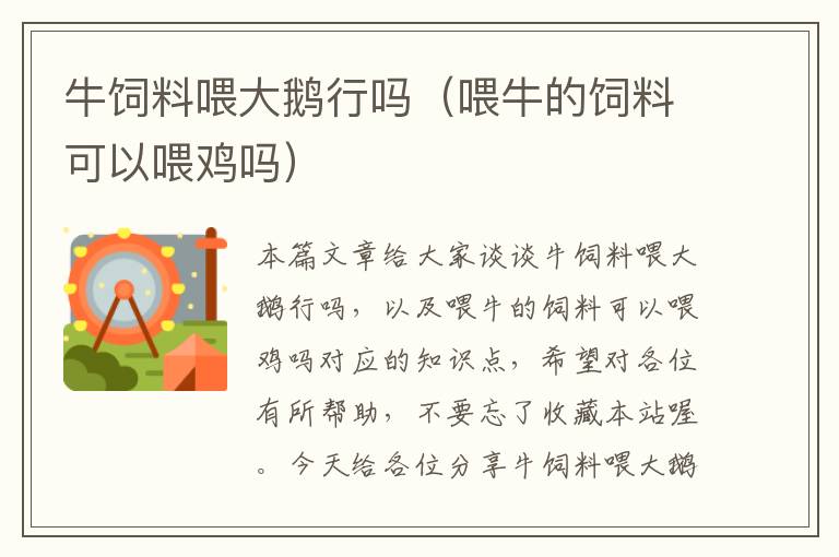 牛飼料喂大鵝行嗎(喂牛的飼料可以喂雞嗎)
