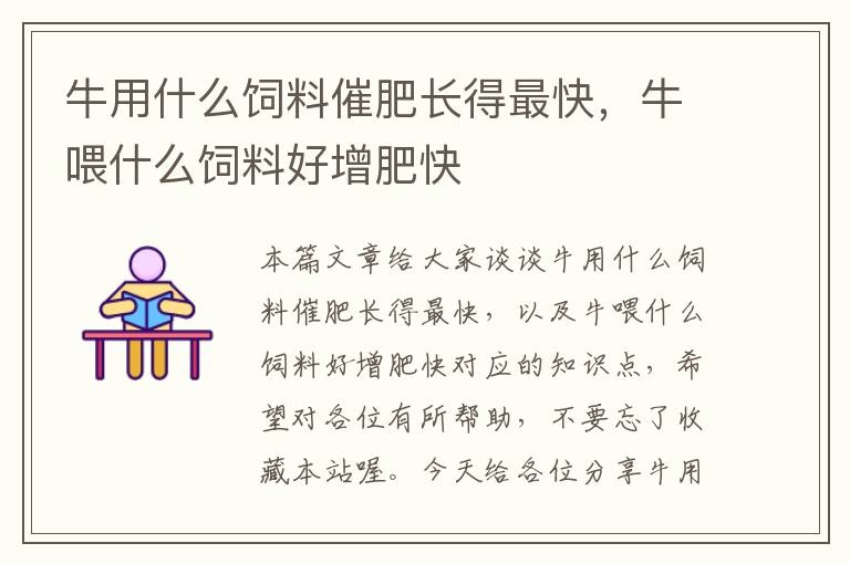 牛用什么飼料催肥長得最快，牛喂什么飼料好增肥快
