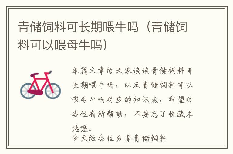 青儲(chǔ)飼料可長(zhǎng)期喂牛嗎（青儲(chǔ)飼料可以喂母牛嗎）