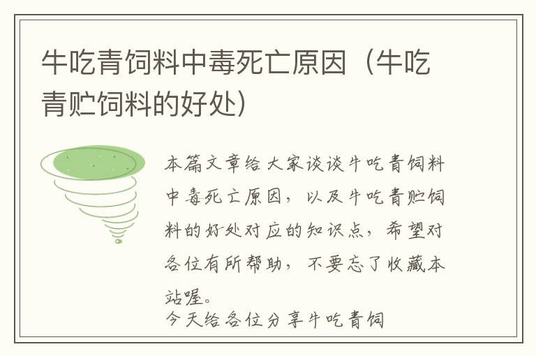 牛吃青飼料中毒死亡原因（牛吃青貯飼料的好處）