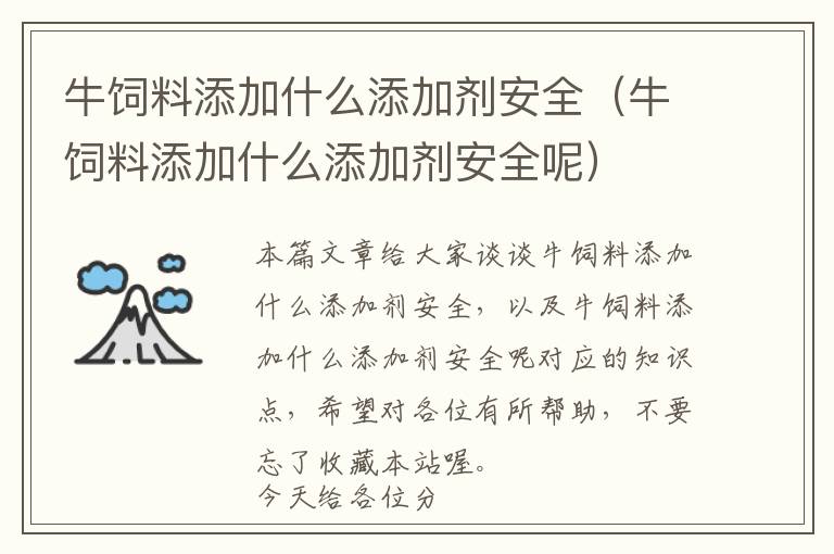 牛飼料添加什么添加劑安全(牛飼料添加什么添加劑安全呢)