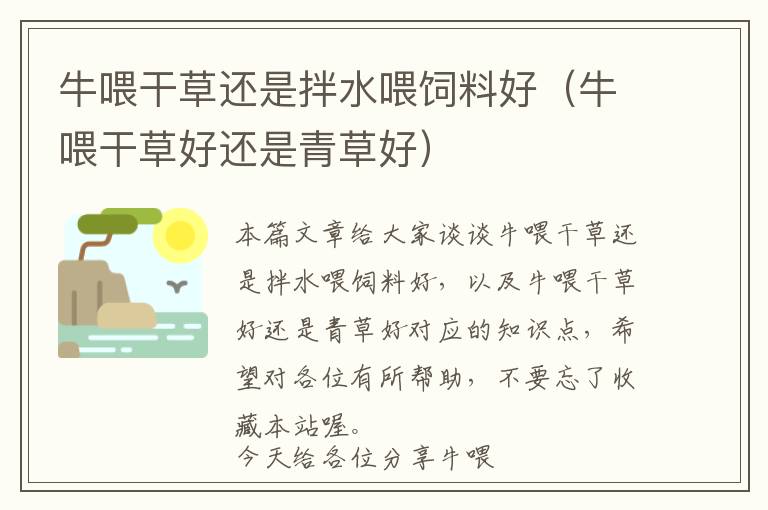 牛喂干草還是拌水喂飼料好（牛喂干草好還是青草好）