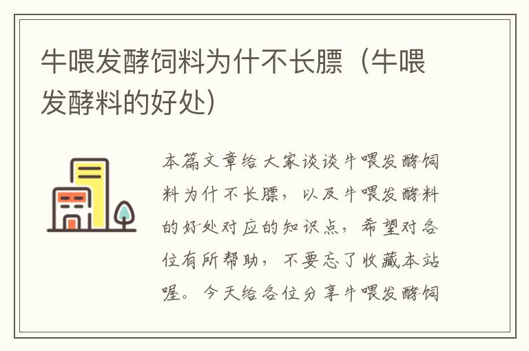 牛喂發(fā)酵飼料為什不長(zhǎng)膘(牛喂發(fā)酵料的好處)