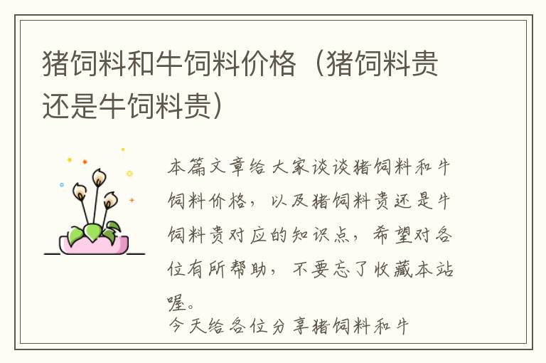 豬飼料和牛飼料價格（豬飼料貴還是牛飼料貴）