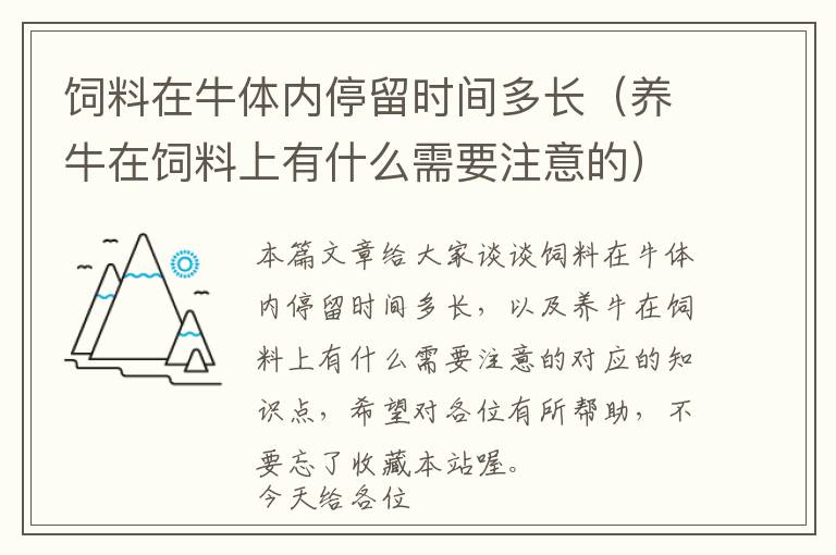 飼料在牛體內(nèi)停留時(shí)間多長（養(yǎng)牛在飼料上有什么需要注意的）