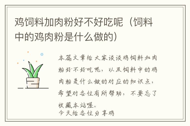 雞飼料加肉粉好不好吃呢(飼料中的雞肉粉是什么做的)